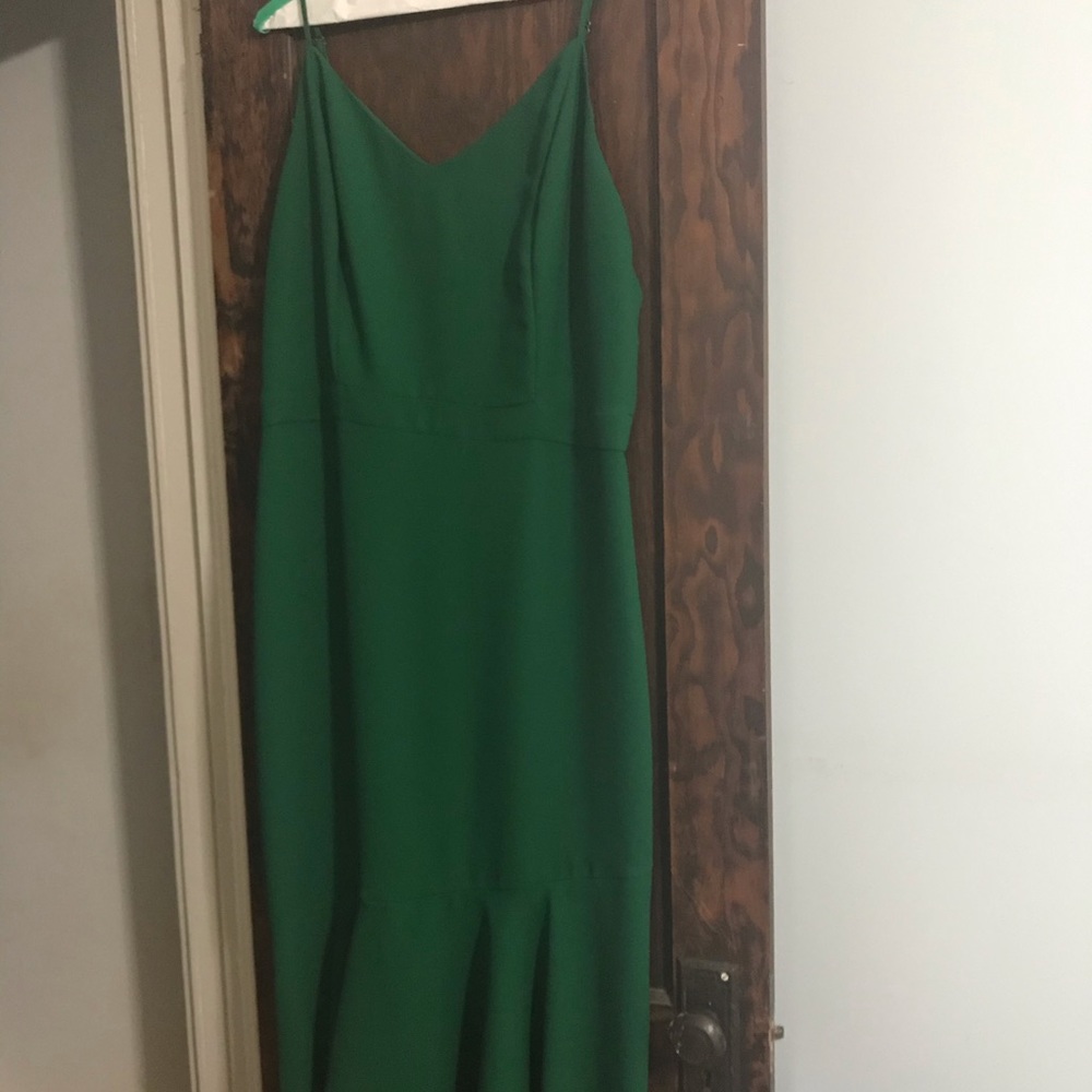 J. crew emerald green dress with bottom flounce - Picture 1 of 3
